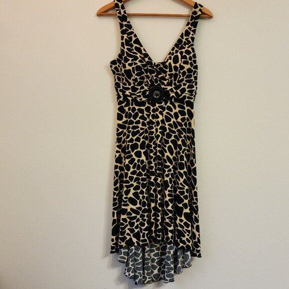 En Focus Studio Hi Lo Animal Print Babydoll Slvless Midi Dress L Wimsygoth Fairy - Picture 1 of 16